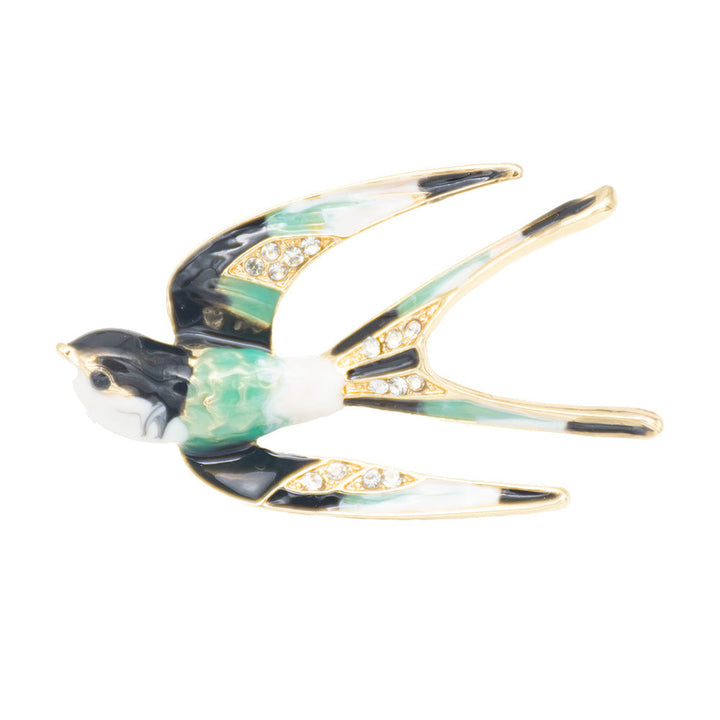 Ornate Bird-Inspired Enamel Brooch Kalsten