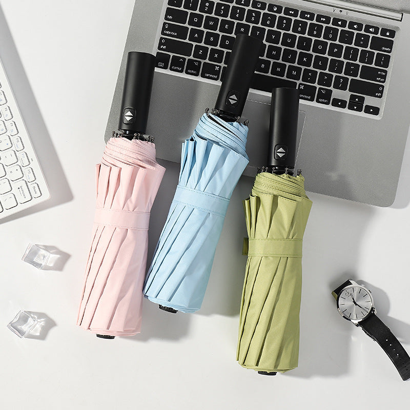 Ladies automatic folding umbrella with ergonomic handle and UV protection Kalsten