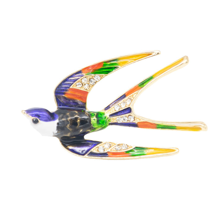 Ornate Bird-Inspired Enamel Brooch Kalsten
