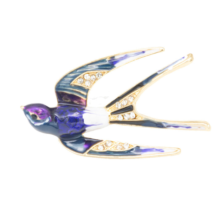 Ornate Bird-Inspired Enamel Brooch Kalsten