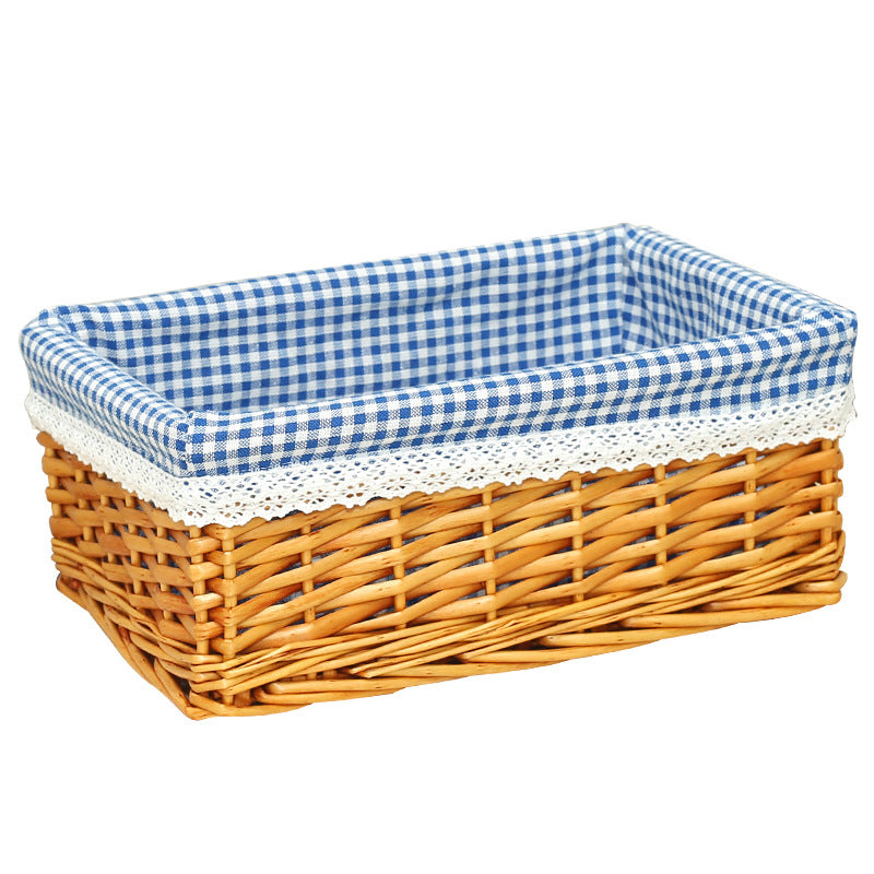 Women storage basket with checkered lining and romantic lace decoration Kalsten