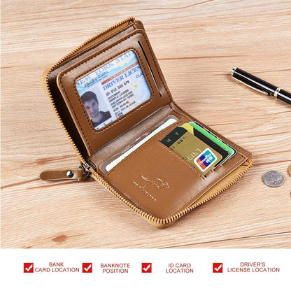 Skanto | Men's Zipper Genuine Leather Wallet ( RFID PROTECTED )