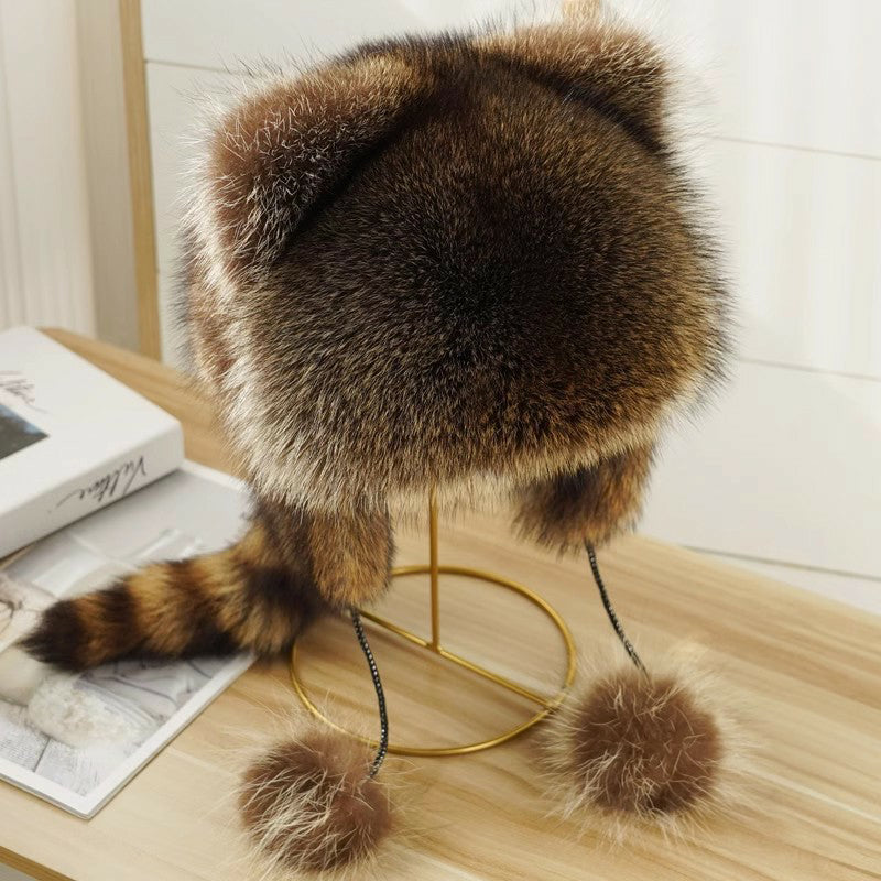 Kalsten | Cute Faux fur Raccoon Tail Parent-Child Plush Hat