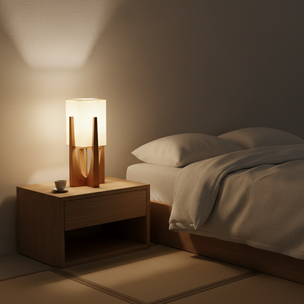 SolaceColumn Wooden-Base Table & Floor Lamp