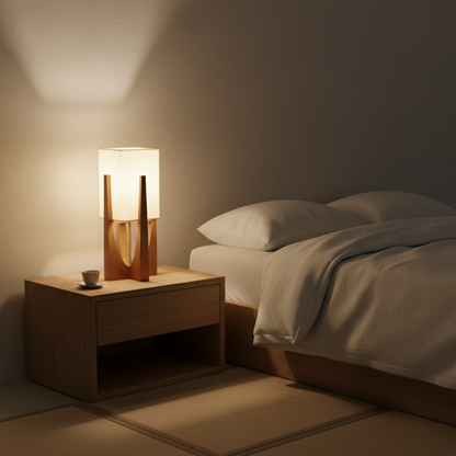 SolaceColumn Wooden-Base Table & Floor Lamp