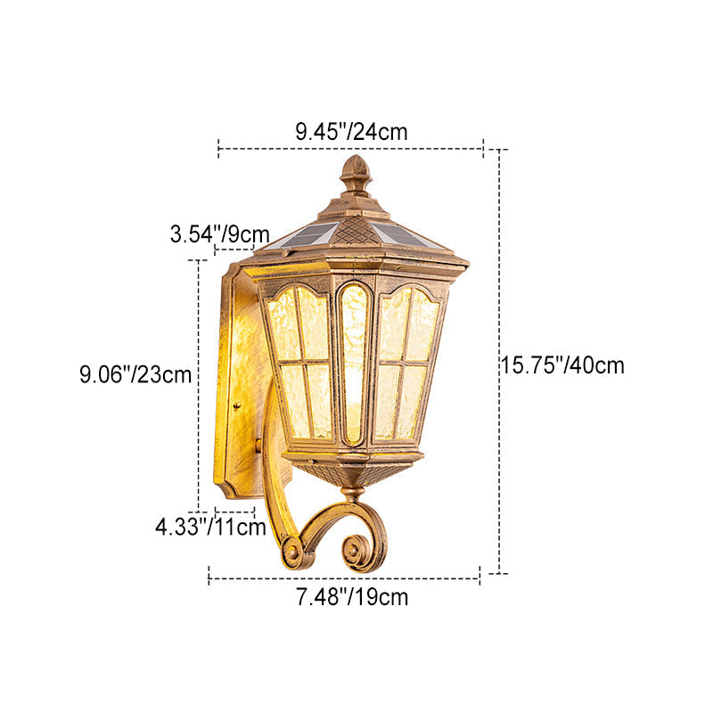 European Solar Outdoor Lantern Aluminum Glass Waterproof 1-Light Wall Sconce Lamp | Kalsten