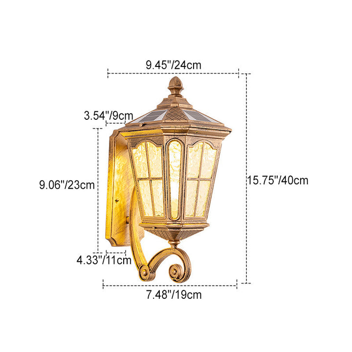 European Solar Outdoor Lantern Aluminum Glass Waterproof 1-Light Wall Sconce Lamp | Kalsten