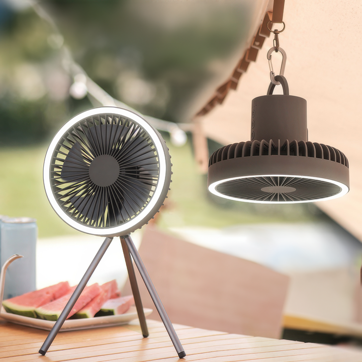 Portable Rechargeable Fan with LED and Built in Power Bank | Kalsten