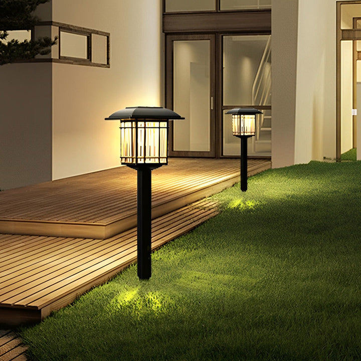2PCS Vintage Square Waterproof LED Black Modern Solar Lawn Lights | Kalsten