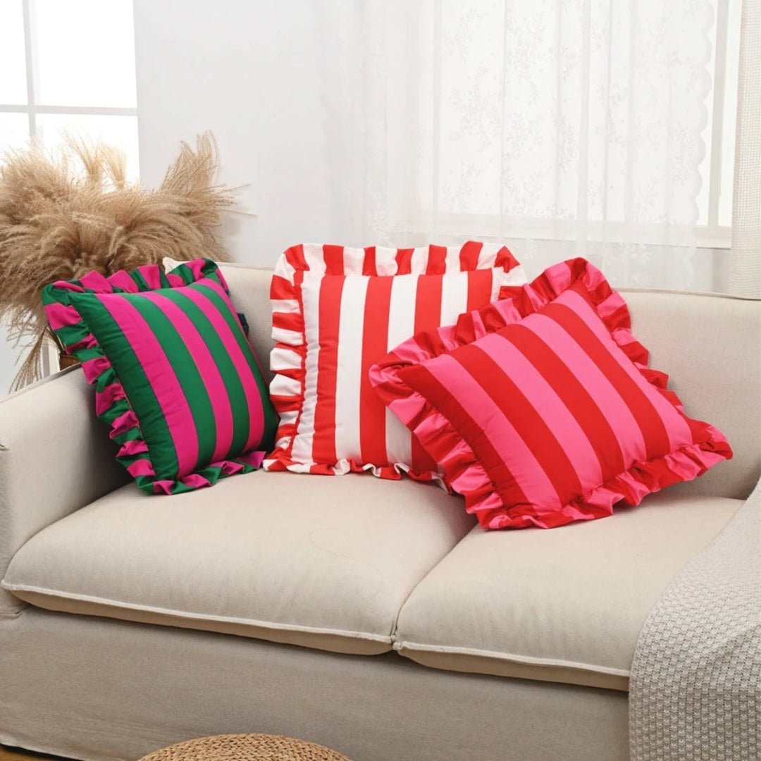 Kalsten | Retro Striped Ruffle Cushion Cover