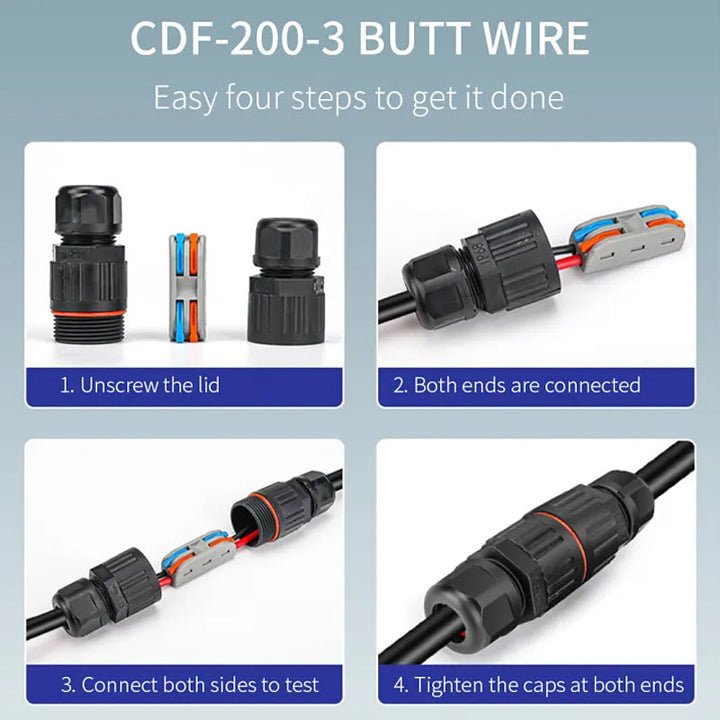 Weatherproof electric cable connector for outdoor use | Kalsten