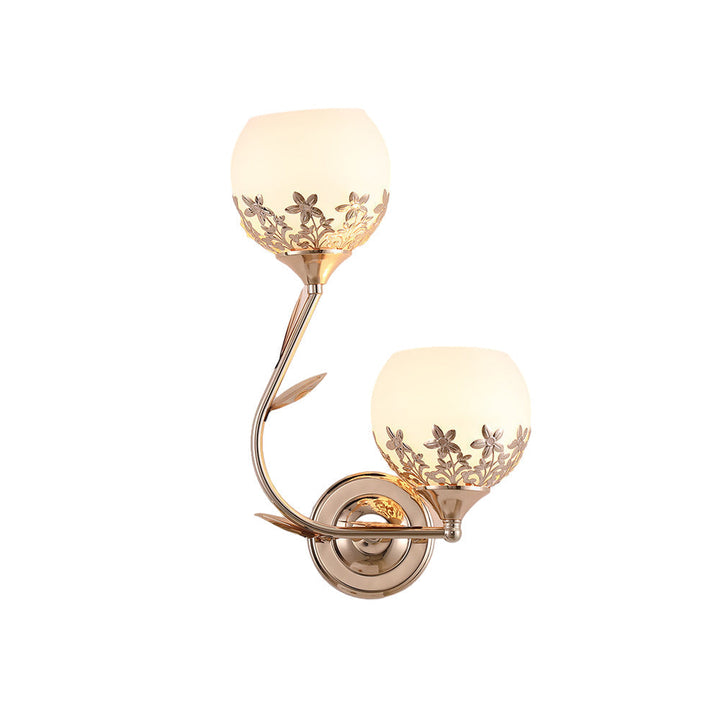 2-Light Glass Flower LED Simple European Style Wall Sconces Lighting | Kalsten