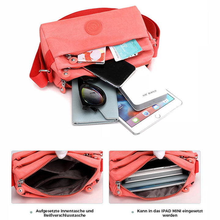 Women's Casual Multi-layer Fashionable Simple Shoulder Bag Made of Nylon | Kalsten