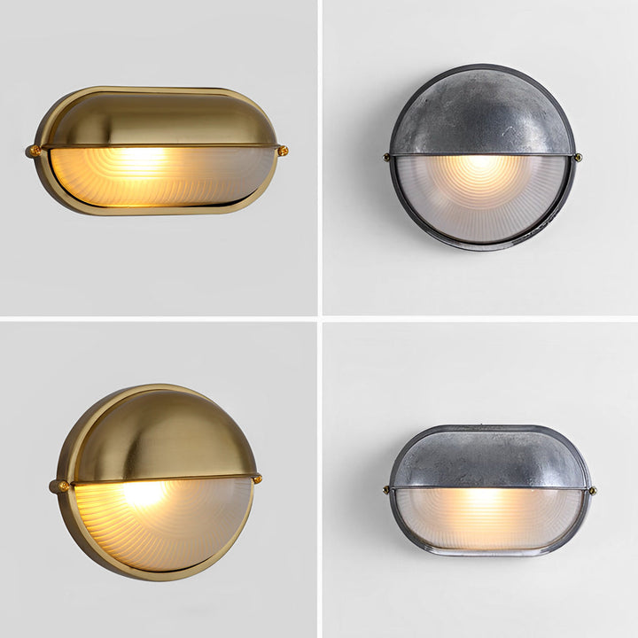 Round Oval Cast Aluminum Glass Waterproof Retro Industrial Wall Lamp | Kalsten