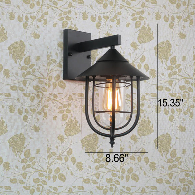 Vintage Industrial Iron Lantern Indoor Outdoor 1-Light Wall Sconce Lamp | Kalsten
