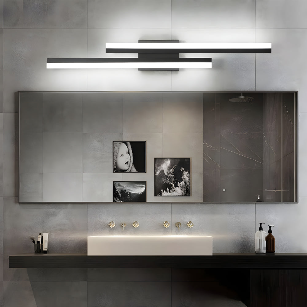 Modern 2-Light Linear LED Wall Lamp with 3-Step Dimming - Black/Gold Wall Sconce | Kalsten