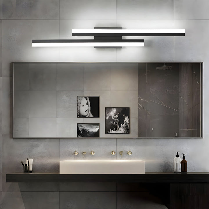 Modern 2-Light Linear LED Wall Lamp with 3-Step Dimming - Black/Gold Wall Sconce | Kalsten