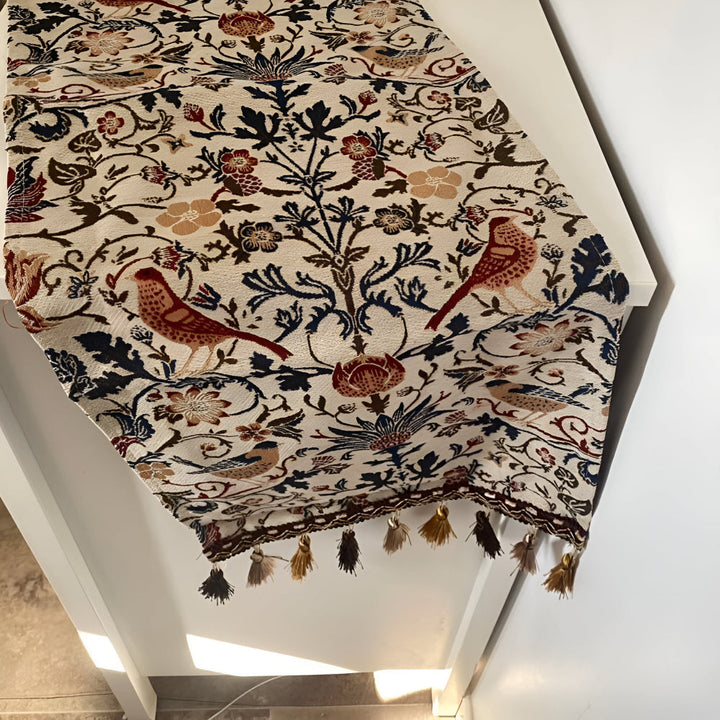 Kalsten | Vintage Floral & Bird Jacquard Table Runner