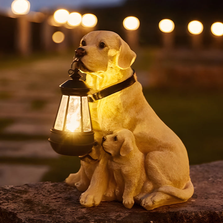 Resin Dog with Lantern Landscape Decor Solar Outdoor Lights | Kalsten