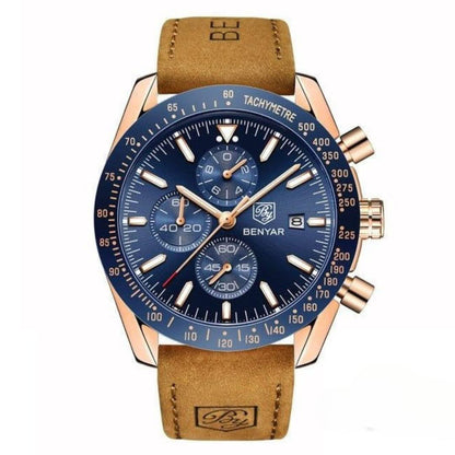 Skanto | Men's Water-Resistant Quartz Watch with Leather Strap