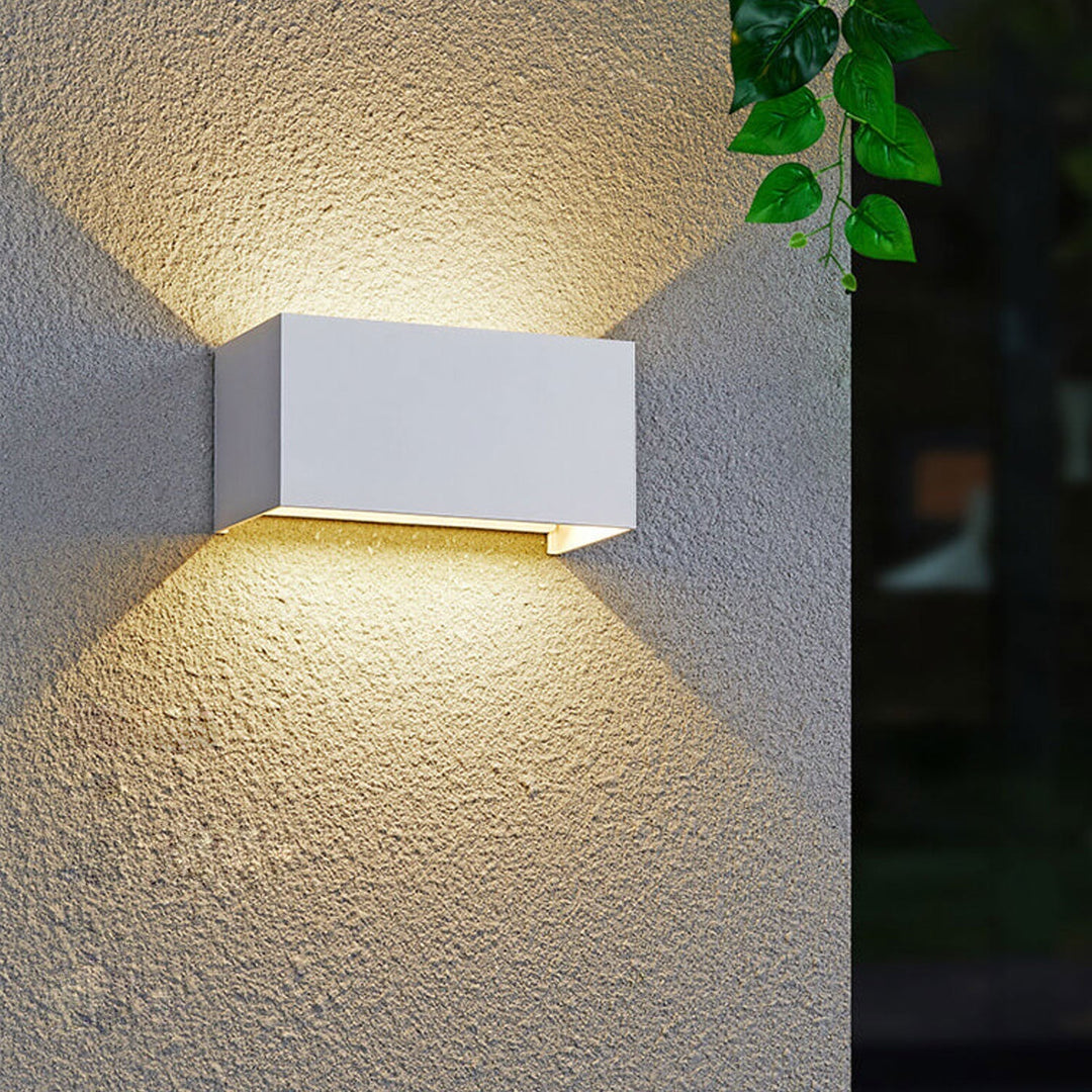 Modern Outdoor Waterproof Rectangular LED Up and Down Illuminated Outdoor Wall Sconce Lamp | Kalsten