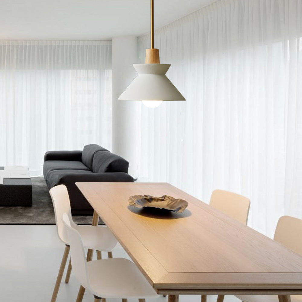 Modern White Concrete Cone Pendant Light | Kalsten
