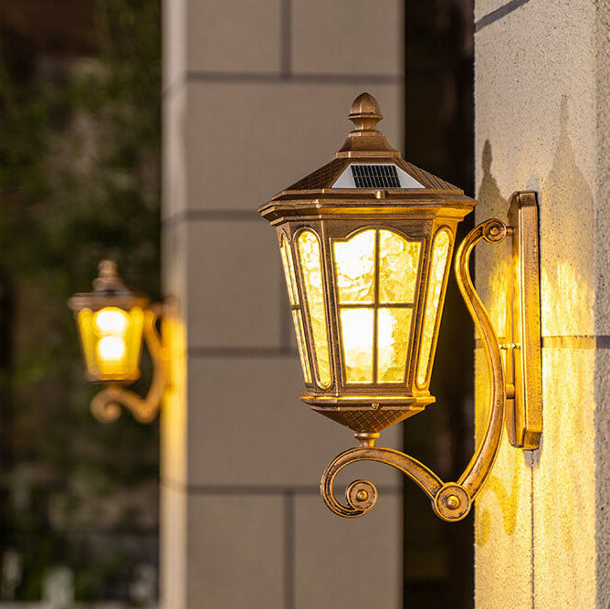 European Solar Outdoor Lantern Aluminum Glass Waterproof 1-Light Wall Sconce Lamp | Kalsten