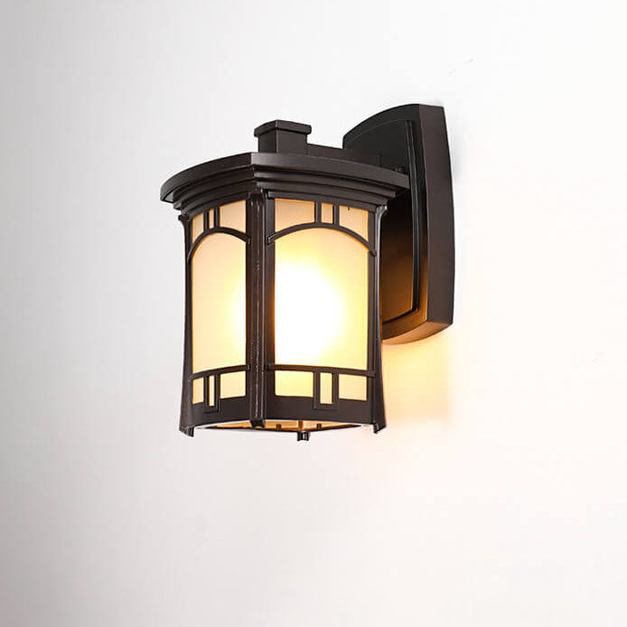 Modern Square Aluminum Glass Carved 1-Light Outdoor Waterproof Wall Sconce Lamp | Kalsten