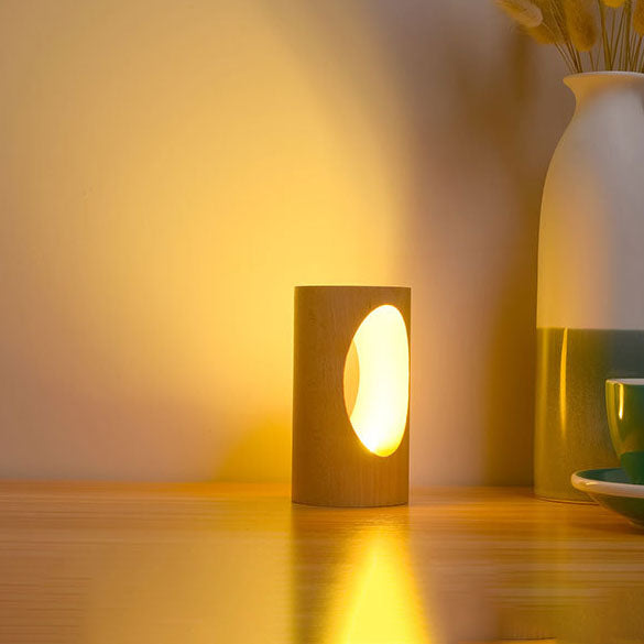 Japanese solid wood rectangular column LED night lamp USB table lamp | Kalsten