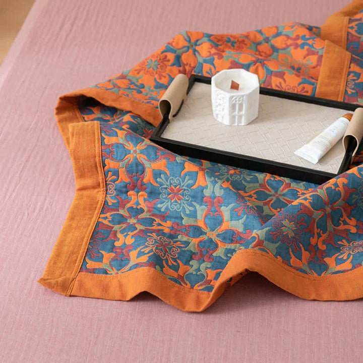 Kalsten | Orange & Blue Pattern Six-Layer Cotton Quilt - TerraLoom