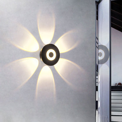 Modern Scandinavian LED wall light with round aluminum shade for the terrace