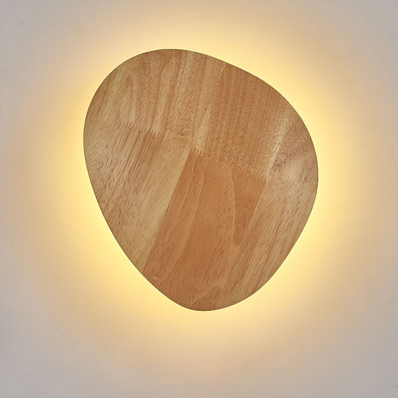 Modern Minimalist Round Irregular Oval Wood LED Wall Light Lamp for Living Room | Kalsten