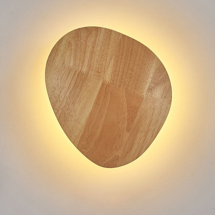 Modern Minimalist Round Irregular Oval Wood LED Wall Light Lamp for Living Room | Kalsten