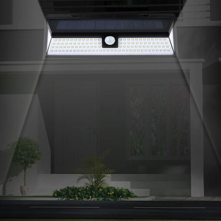 Modern Black Rectangular Human Sensor Solar Waterproof Outdoor Garden LED Wall Light | Kalsten