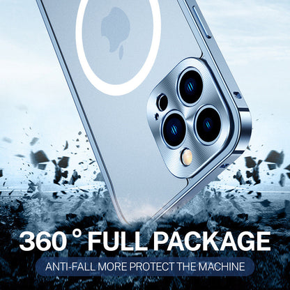 Magnetic charging case with metal frame for iPhone