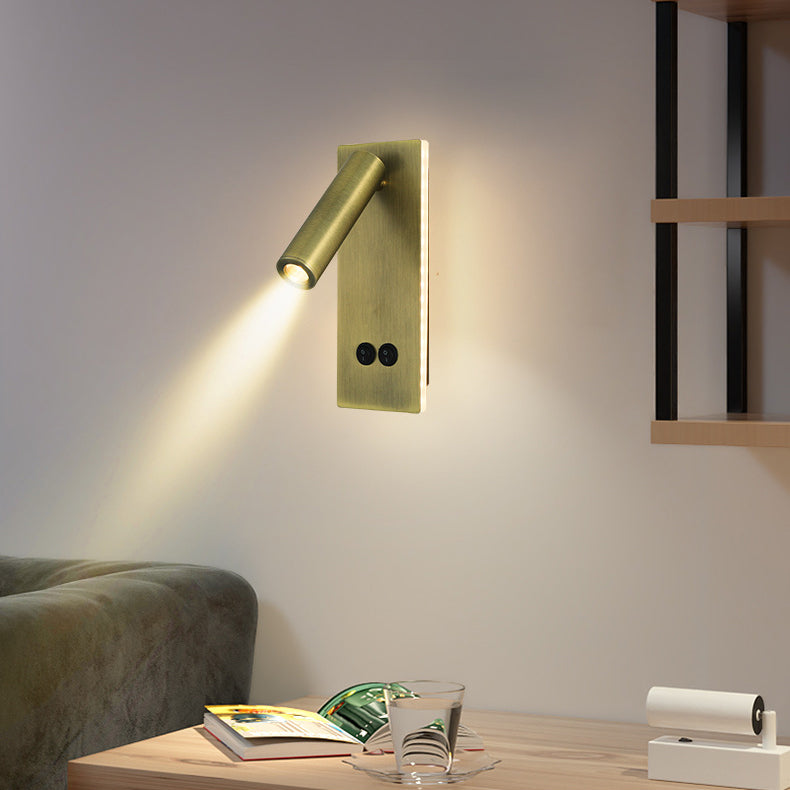 Modern Minimalistic Rectangular Round Iron Aluminum LED Wall Lamp For Bedroom | Kalsten