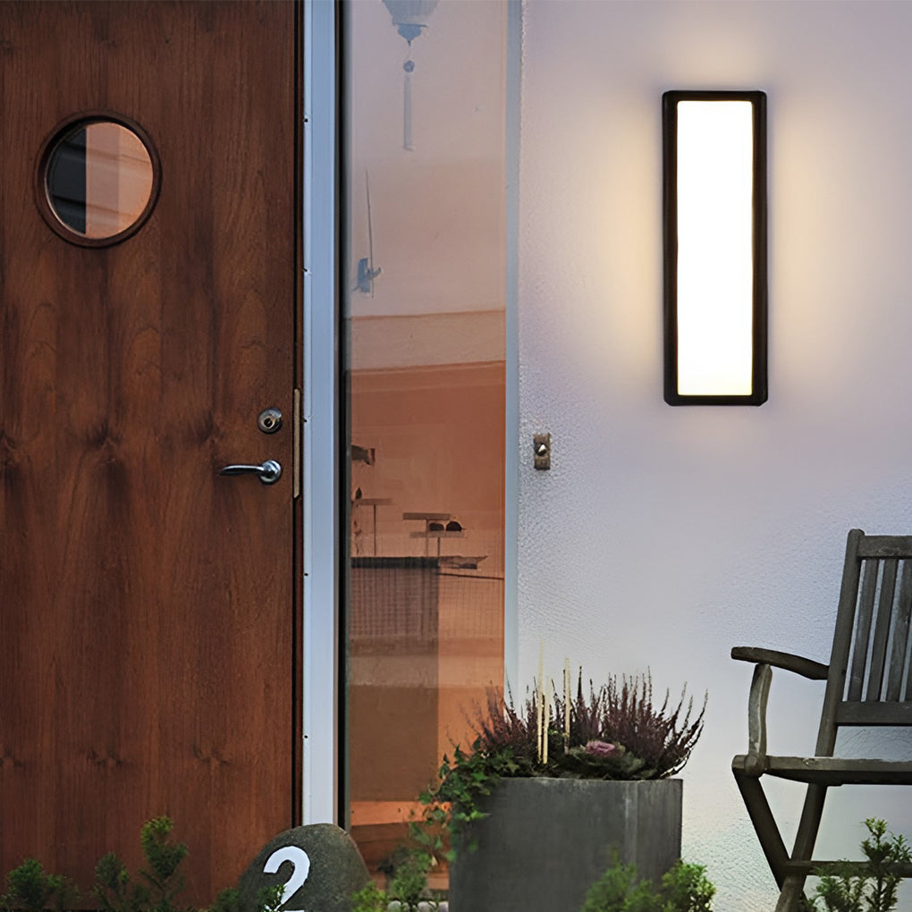 Rectangle LED Waterproof Motion Sensor Black Modern Wall Sconce Lighting | Kalsten