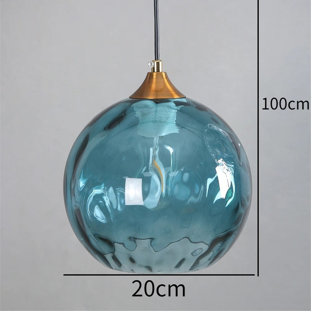 Pendant Light Ripple Glass 7.9 in Sphere Adjustable Dining Room Kitchen Hanging Ceiling Lamp Modern Nordic Minimalist Fixture | Kalsten