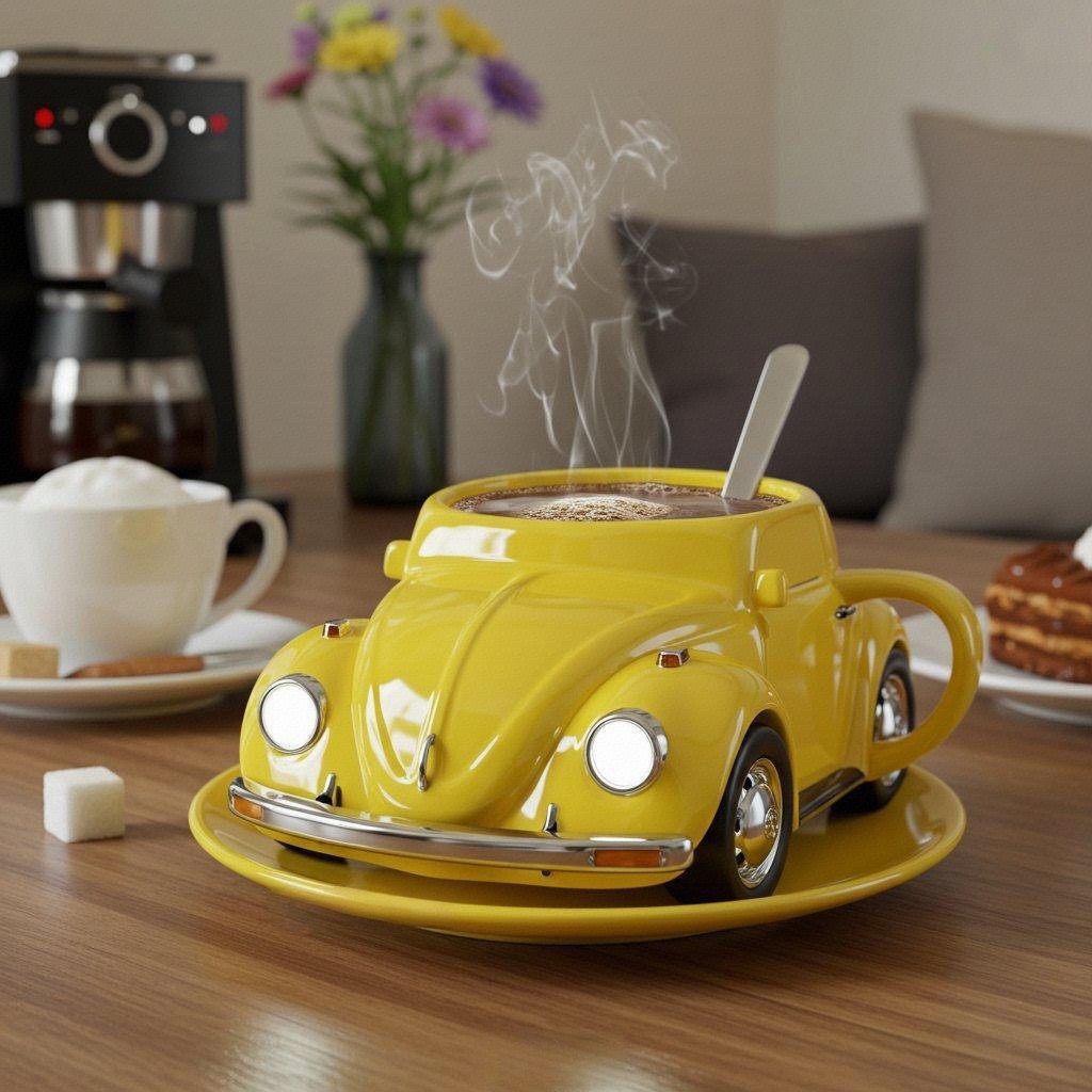 Kalsten | RetroCar Ceramic Coffee Mug – Unique 3D Design for Coffee & Tea