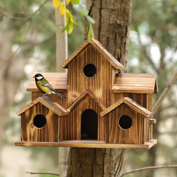 Handmade Wooden Birdhouse – 6 Holes