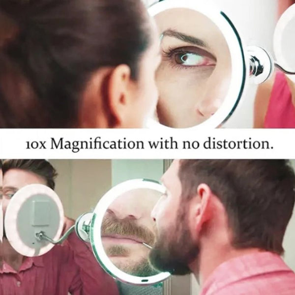 Kalsten | LED magnifying mirror with flexible gooseneck | 10x magnification | daylight LED | cosmetic mirror