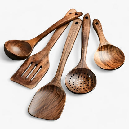 Skanto | 11-Piece Heat-Resistant Wooden Kitchen Utensil Set - WoodChef