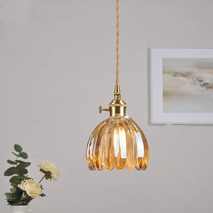 Mid-Century Flower Shade Clear Pendant Light | Kalsten