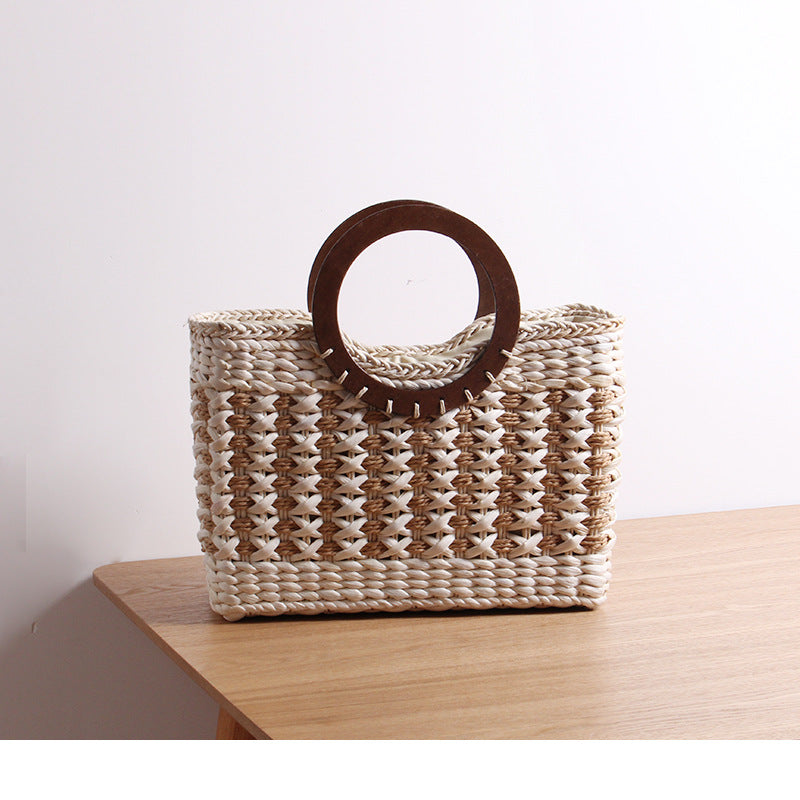Handbag with Round Wooden Handle Kalsten