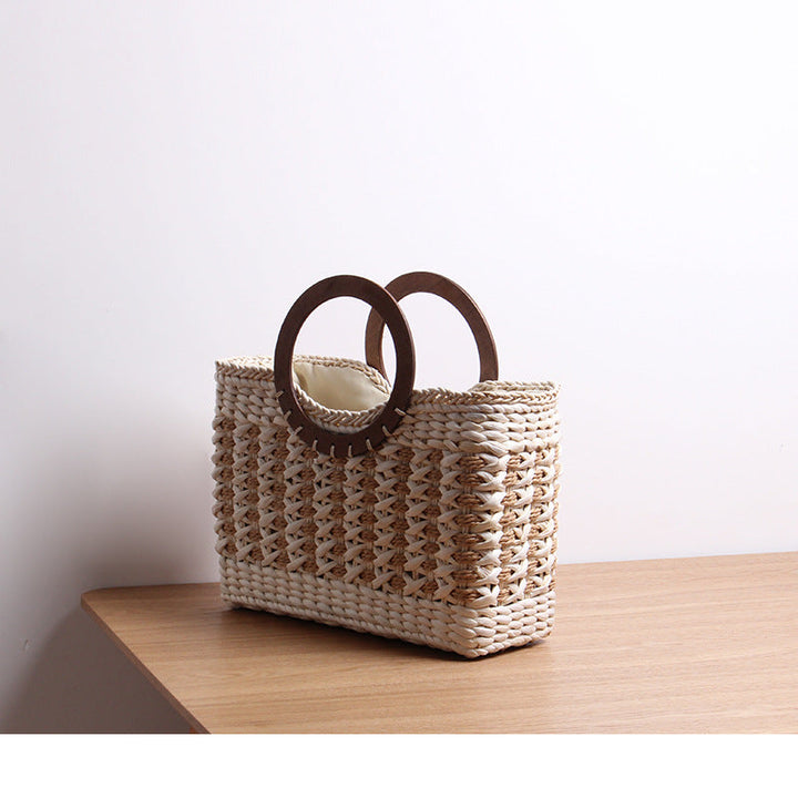 Handbag with Round Wooden Handle Kalsten