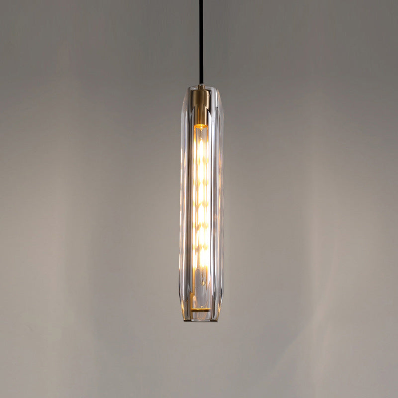 Pendant Light Glass Cylinder 15 in Adjustable Hanging Bedroom Dining Room Ceiling Fixture Modern Minimalist Lighting | Kalsten