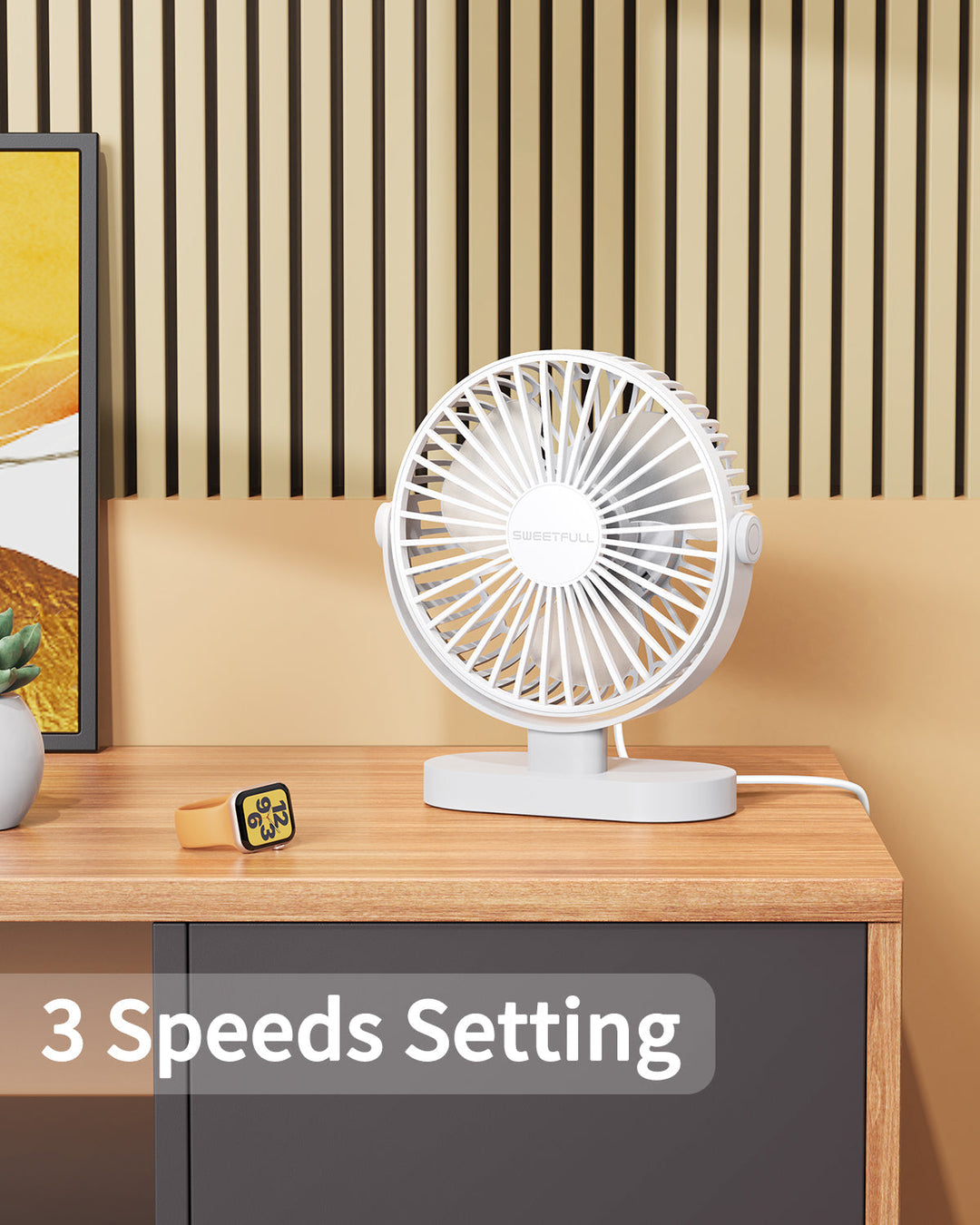 6.5 Inch USB Small Desk Fan for Home Office Car Outdoor Travel | Kalsten