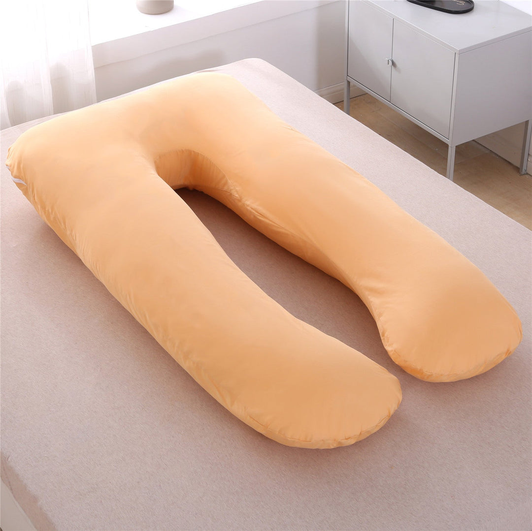 full-body U-shaped pregnancy support pillow with ergonomic lumbar and hip contour and removable breathable cover Kalsten