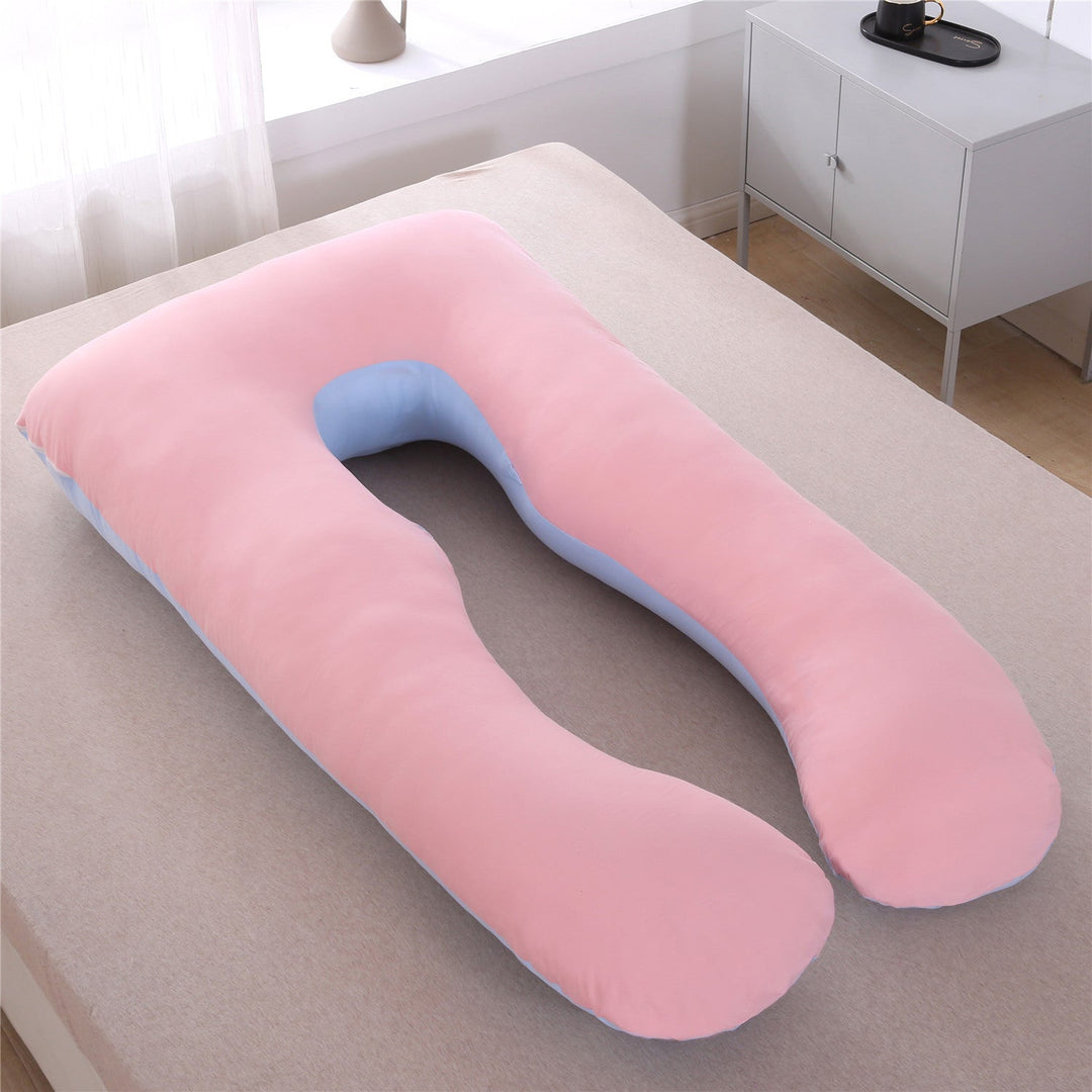 full-body U-shaped pregnancy support pillow with ergonomic lumbar and hip contour and removable breathable cover Kalsten