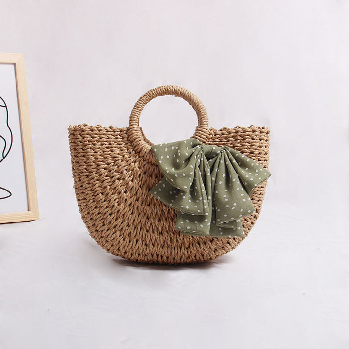Braided basket bag with decorative scarf Kalsten